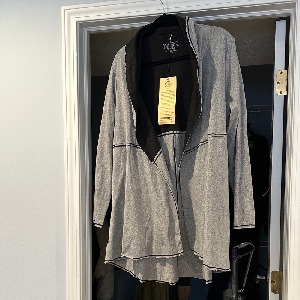 ✨Neon Buddha Charcoal Open Front Jacket Large Cotton Stretch, Great Drape!✨